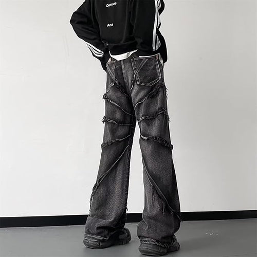 Men's Baggy Jeans Y2k Hip Hop Pants Stacked Jeans for Women Mid Rise Fashion Grunge Streetwear Clothes Black