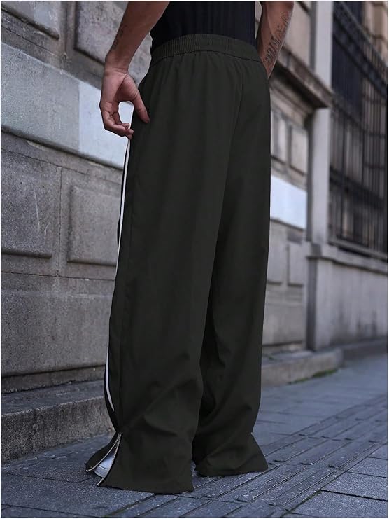 Men's Wide Leg Baggy Sweatpants Y2K Graphic Zip Hem Casual Workout Athletic Trousers Track Pants