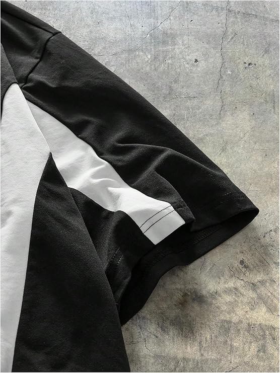 Men's Short Sleeve T Shirts Streetwear Color Block Graphic Tees Unisex Casual Summer Tops