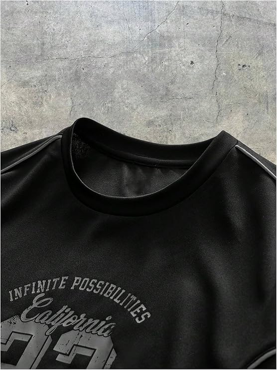 Men's Number Graphic Oversized Jersey Shirts Short Sleeve Crew Neck Baggy Summer T Shirt