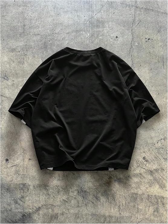 Men's Short Sleeve T Shirts Streetwear Color Block Graphic Tees Unisex Casual Summer Tops